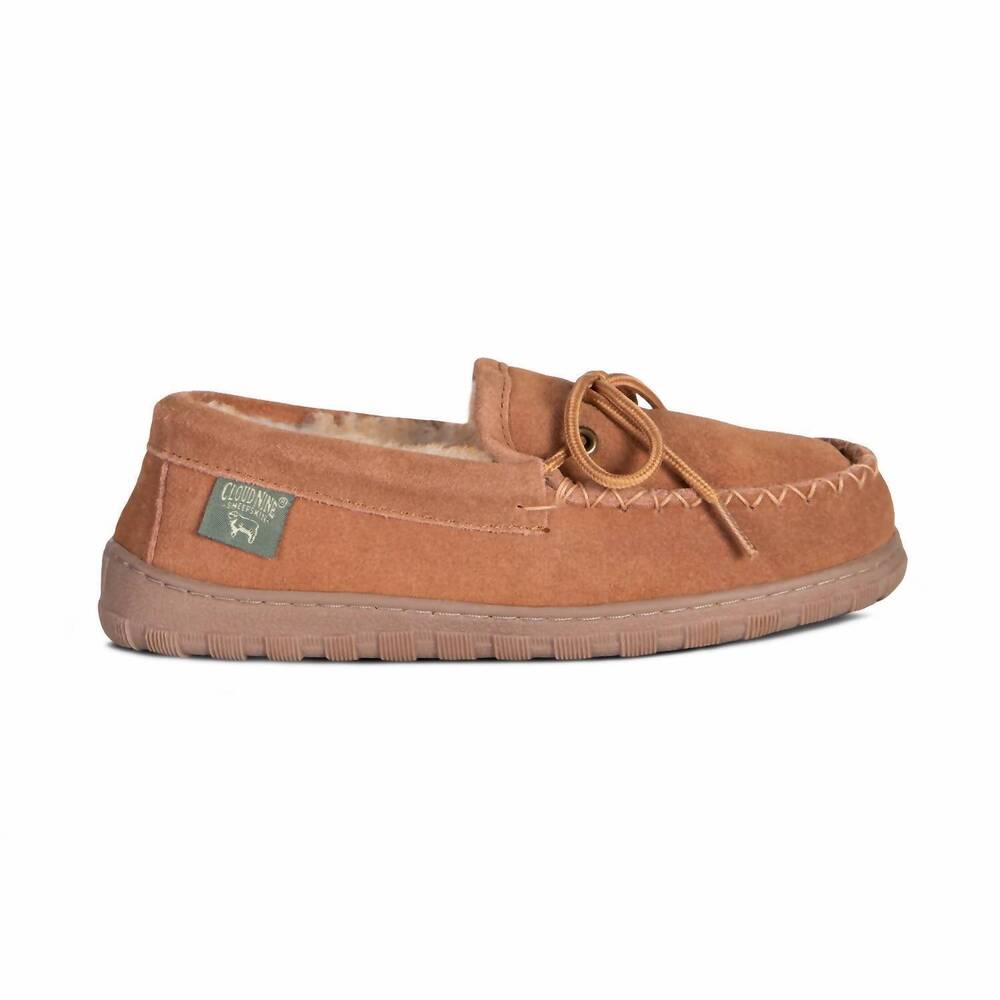 NEW CLOUD NINE women's moccasin indoor-outdoor slippers in chestnut